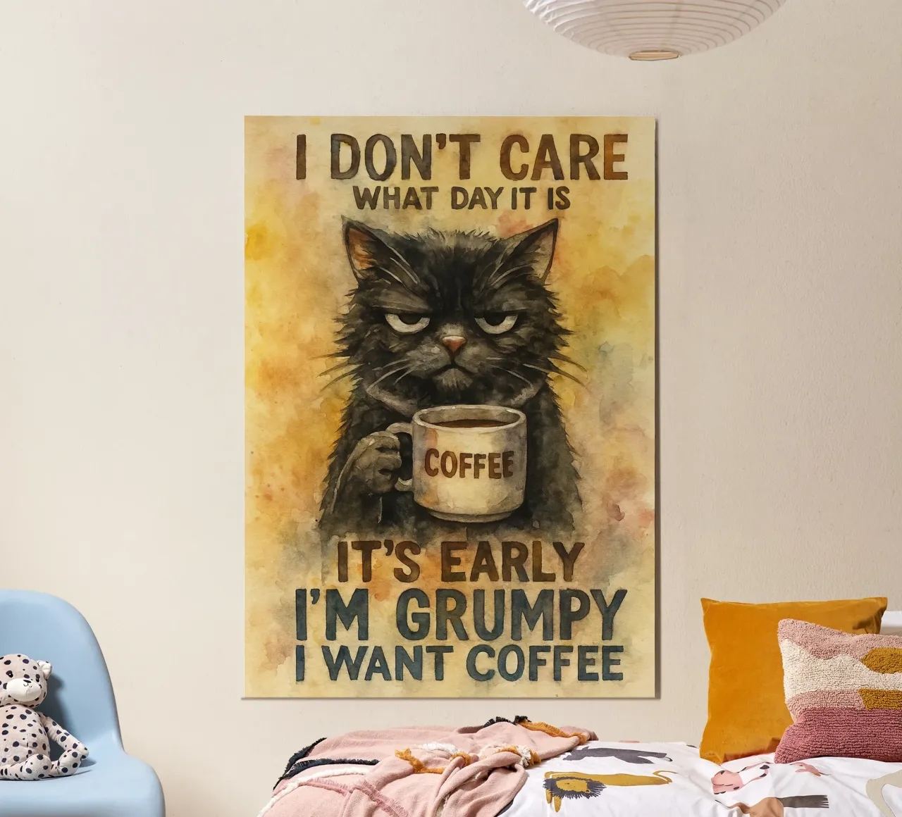 divertente gatto del caffè poster da tanabaroo
