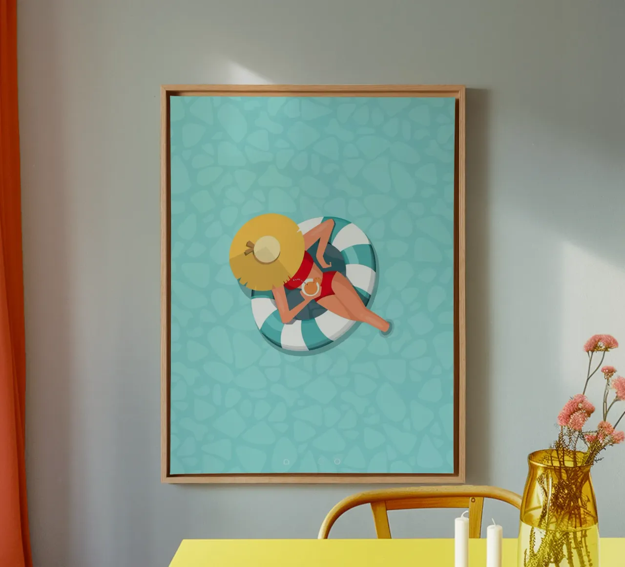 woman relaxing in the swimming pool tela con Cornice a cassetta da Dumery Art