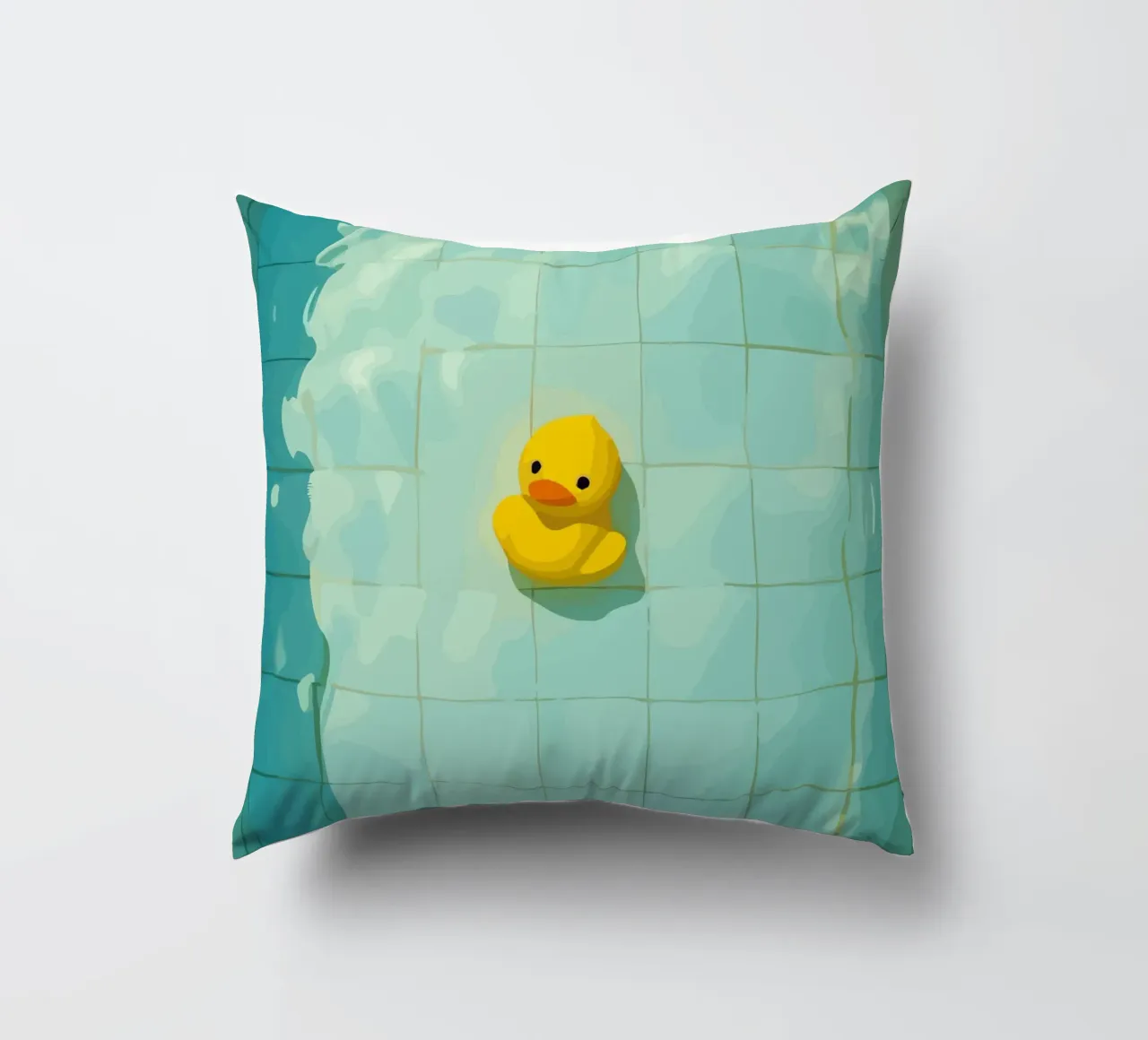 Duck drowns in swimming pool cuscino da Dumery Art