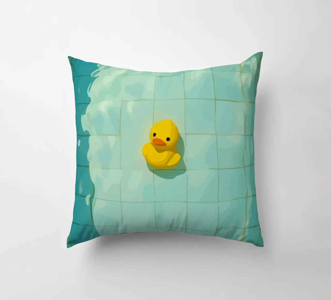Duck drowns in swimming pool cuscino da Dumery Art