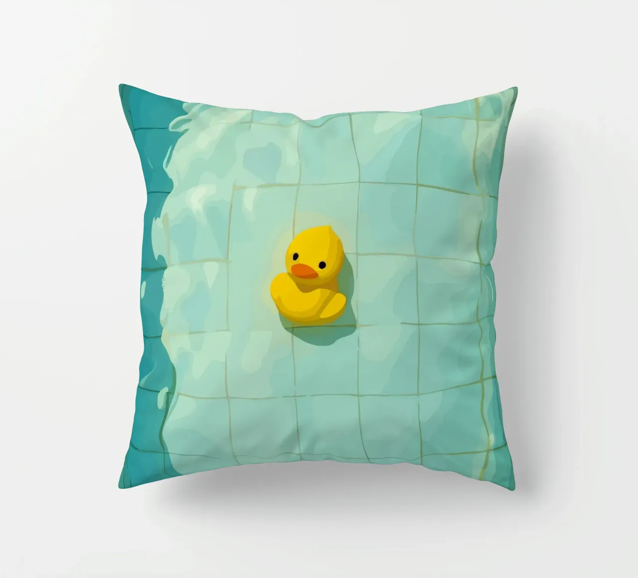 Duck drowns in swimming pool cuscino da Dumery Art