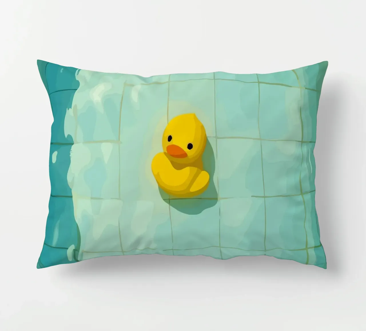 Duck drowns in swimming pool cuscino da Dumery Art