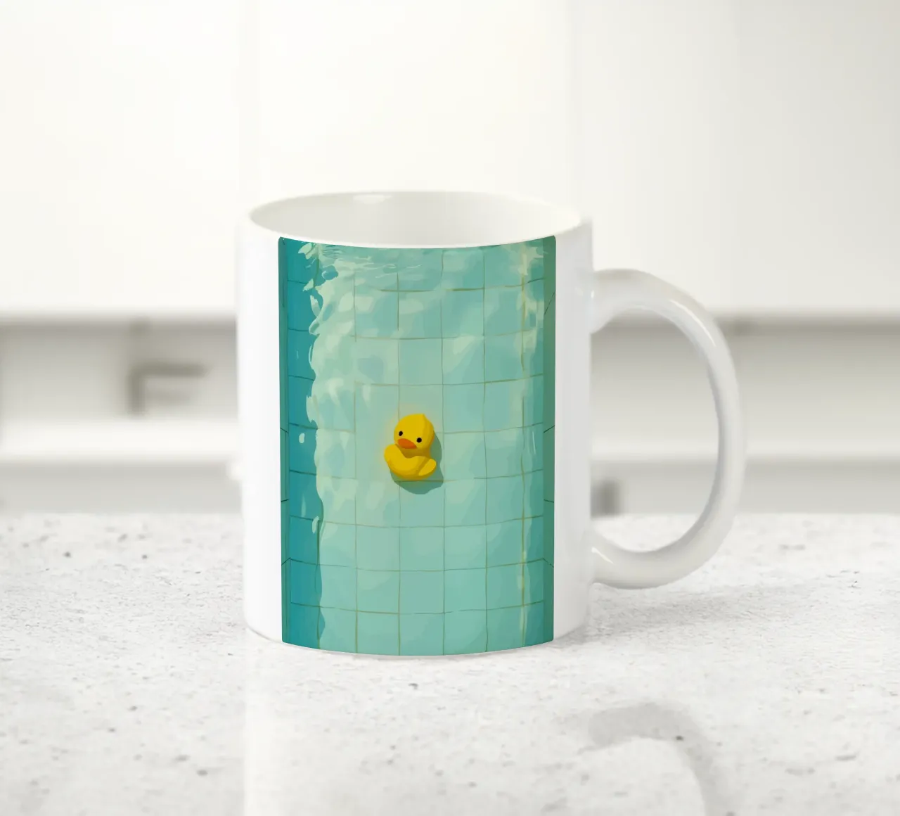 Duck drowns in swimming pool tazza in ceramica da Dumery Art