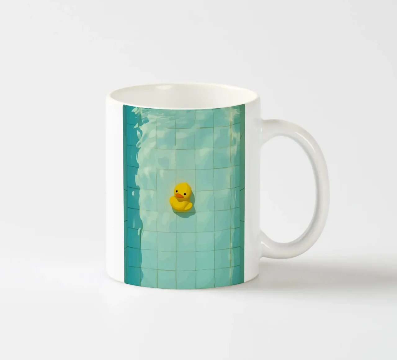 Duck drowns in swimming pool tazza in ceramica da Dumery Art