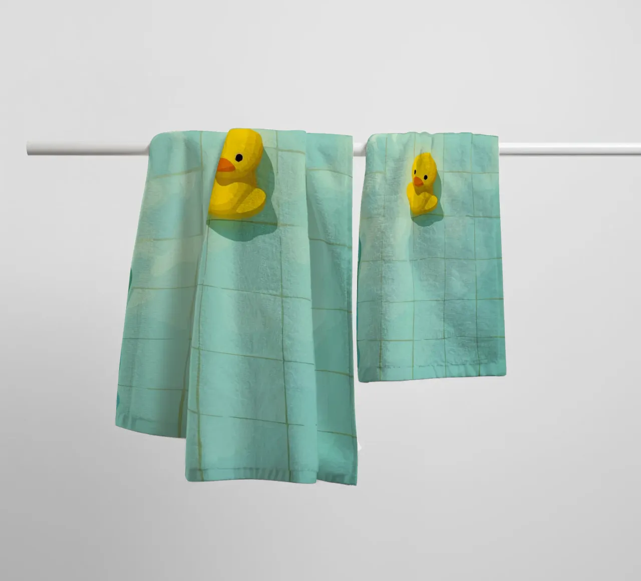 Duck drowns in swimming pool asciugamano da bagno da Dumery Art