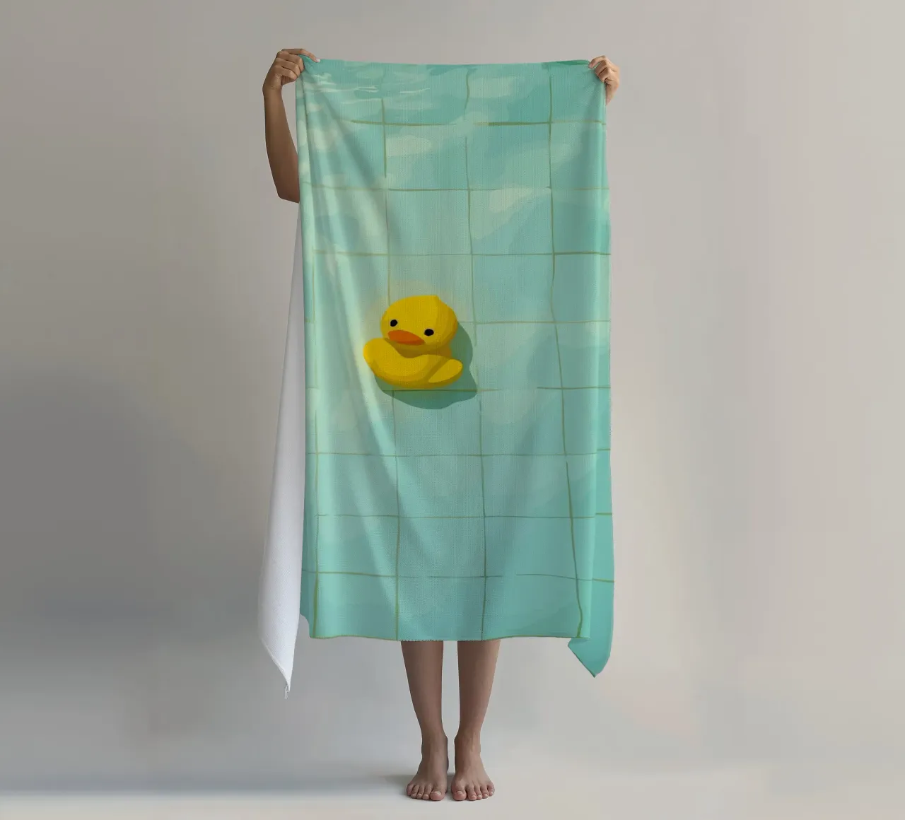 Duck drowns in swimming pool telo mare da Dumery Art