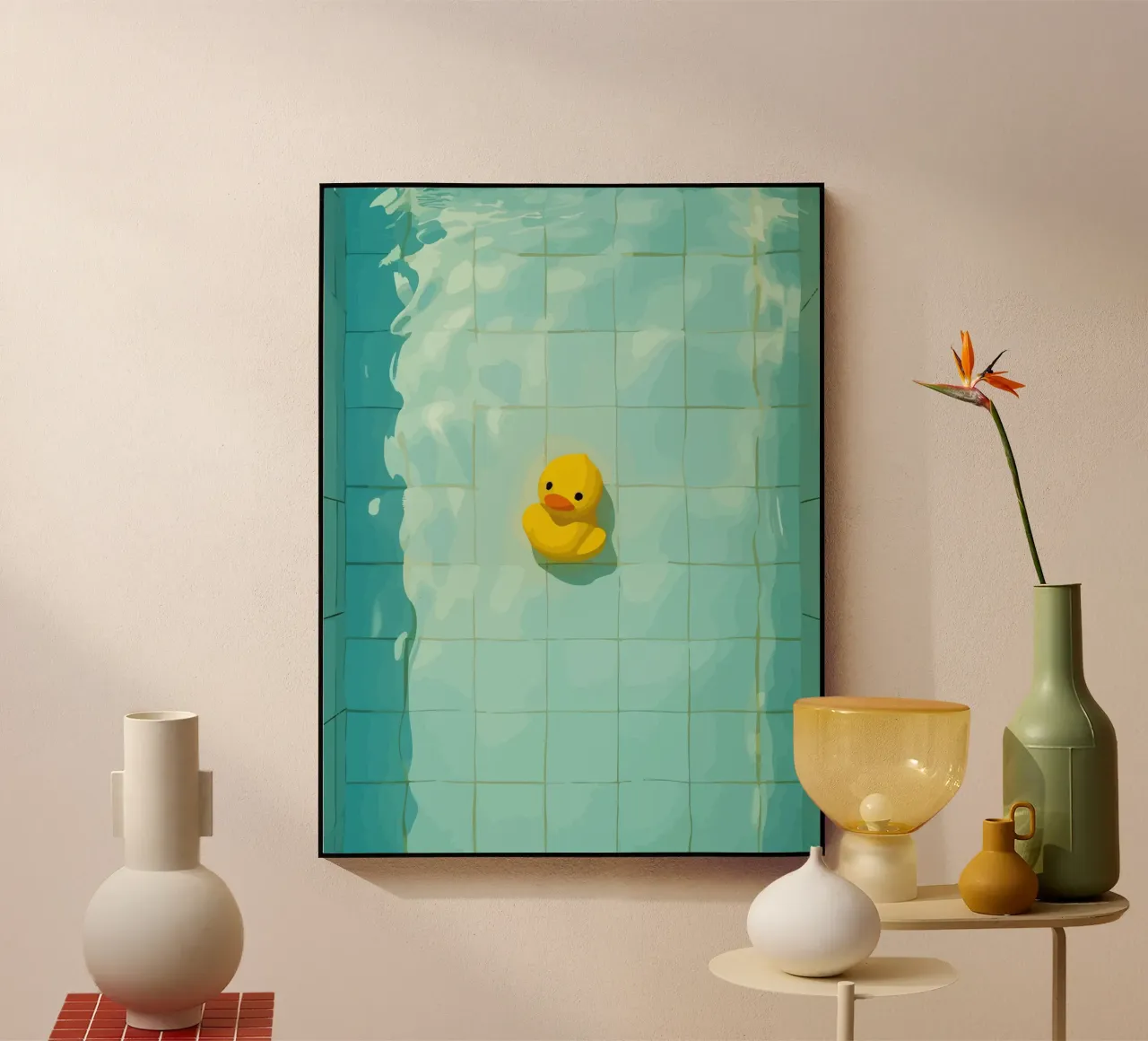 Duck drowns in swimming pool plexiglass da Dumery Art