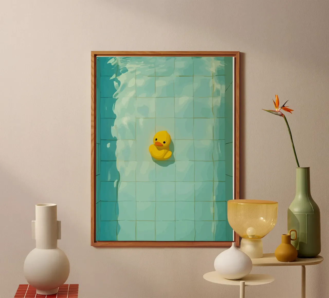 Duck drowns in swimming pool alluminio dibond da Dumery Art