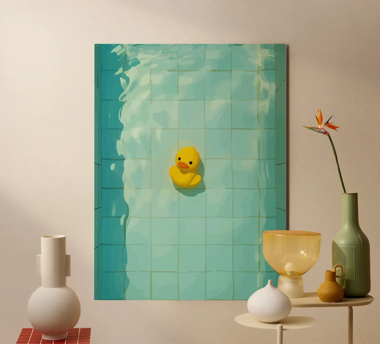 Duck drowns in swimming pool alluminio dibond da Dumery Art