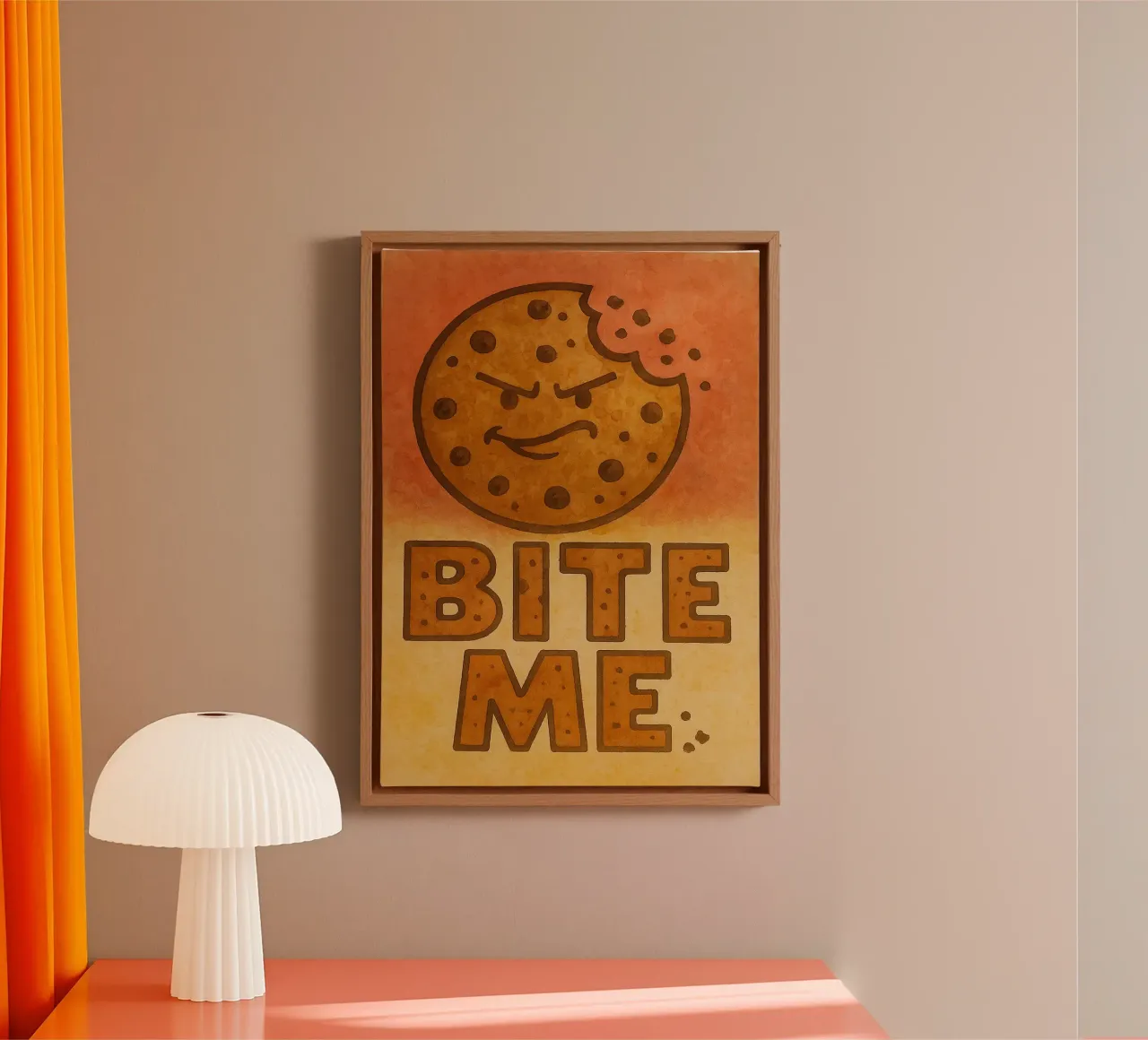 funny cookies bite me canvas with Floater frame by tanabaroo