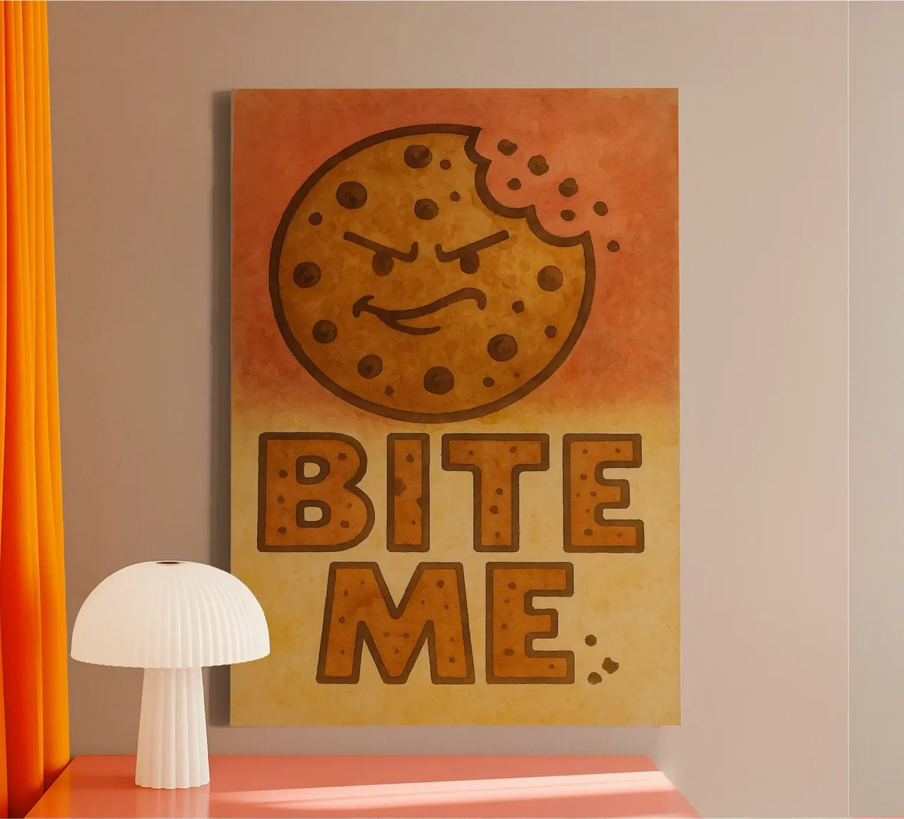 funny cookies bite me canvas with Floater frame by tanabaroo
