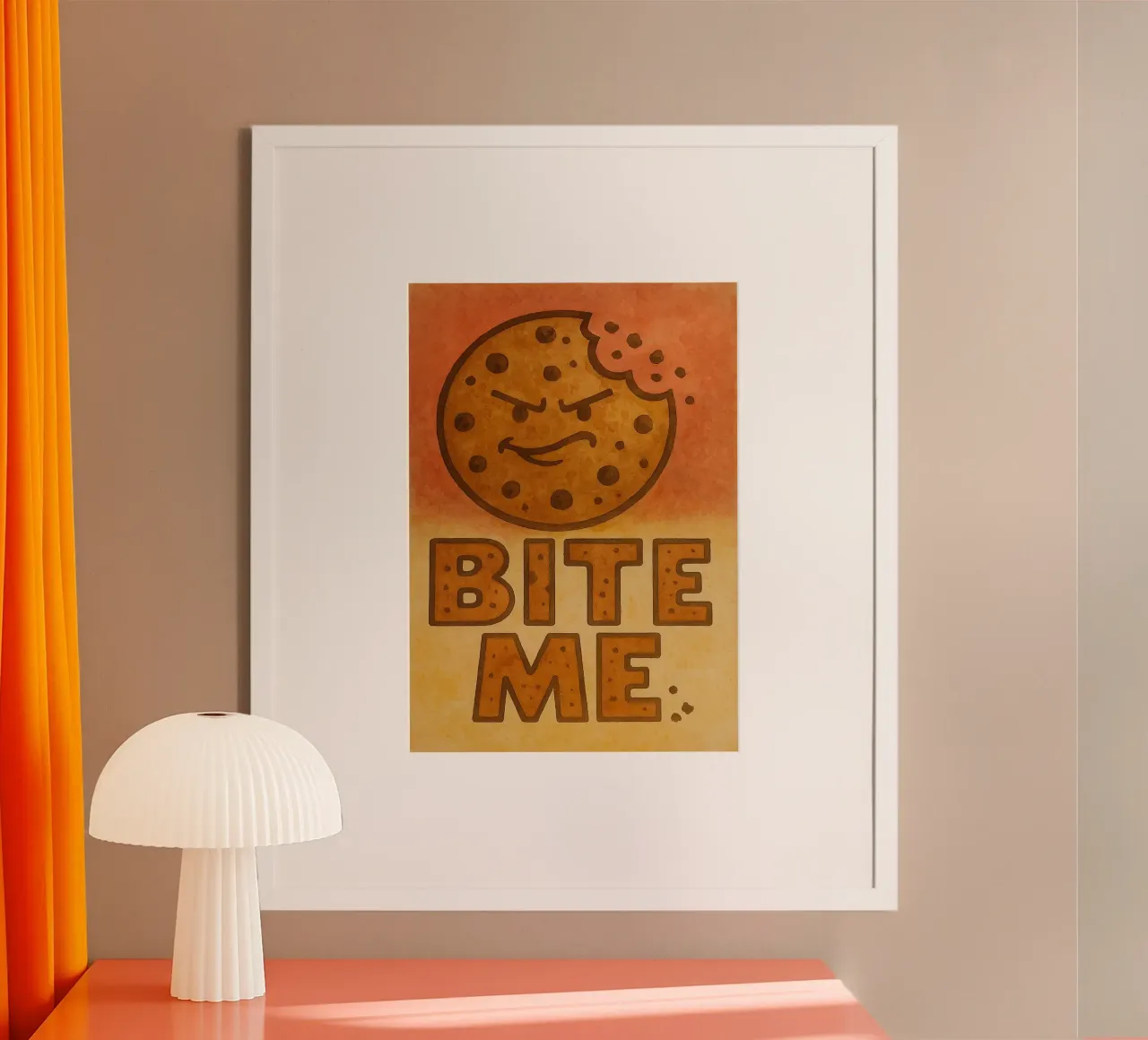 biscotti divertenti mi mordono poster con telaio in plastica da tanabaroo