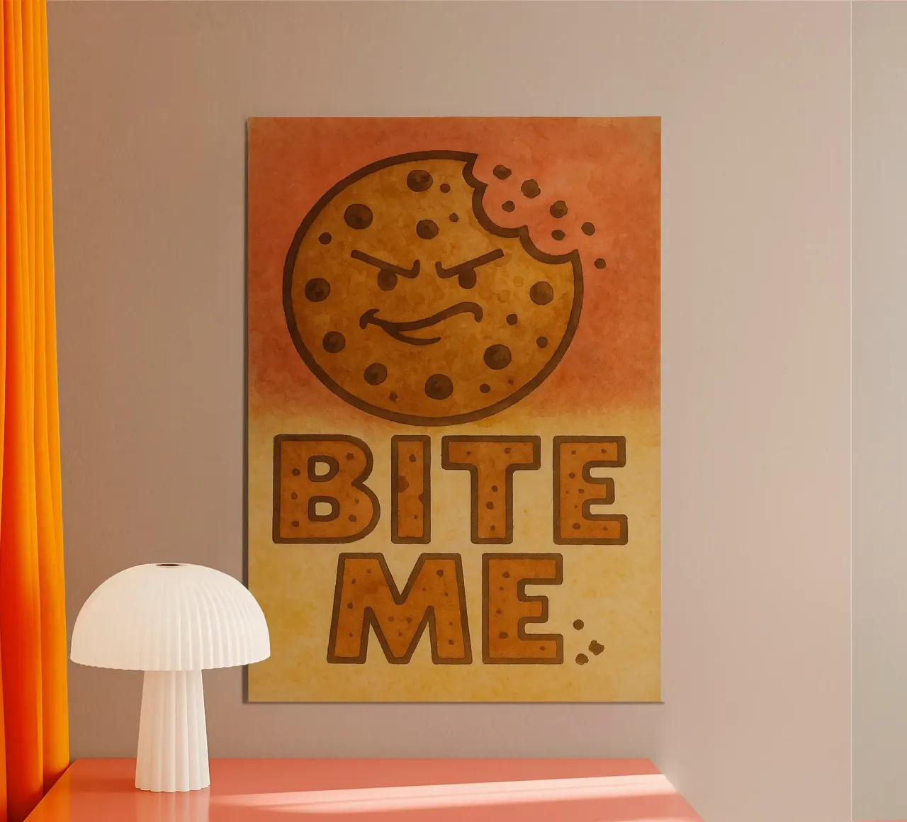 biscotti divertenti mi mordono poster con telaio in plastica da tanabaroo