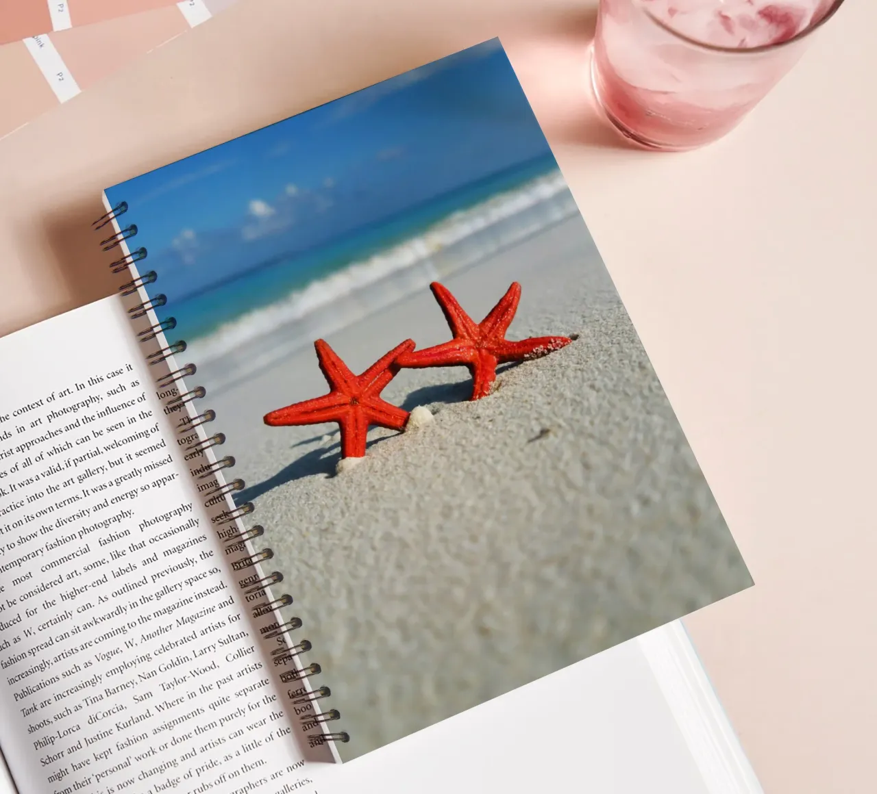 Parallel Red Stars spiral notebook by Nature's Palette