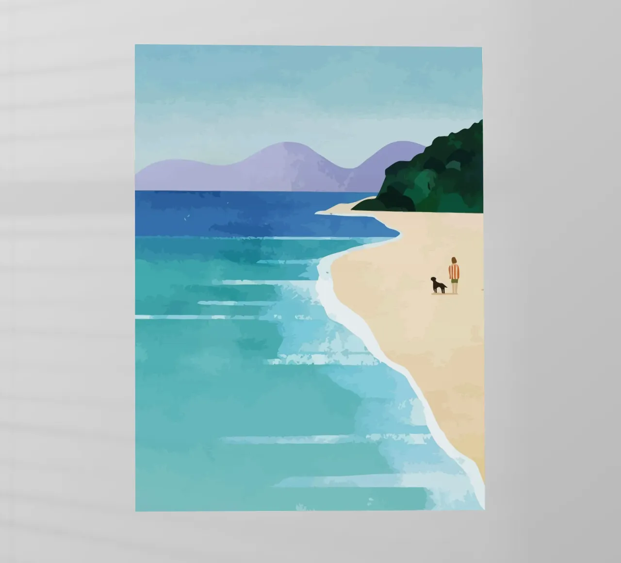 enjoying the view on the beach with the dog pellicola backlit da Dumery Art