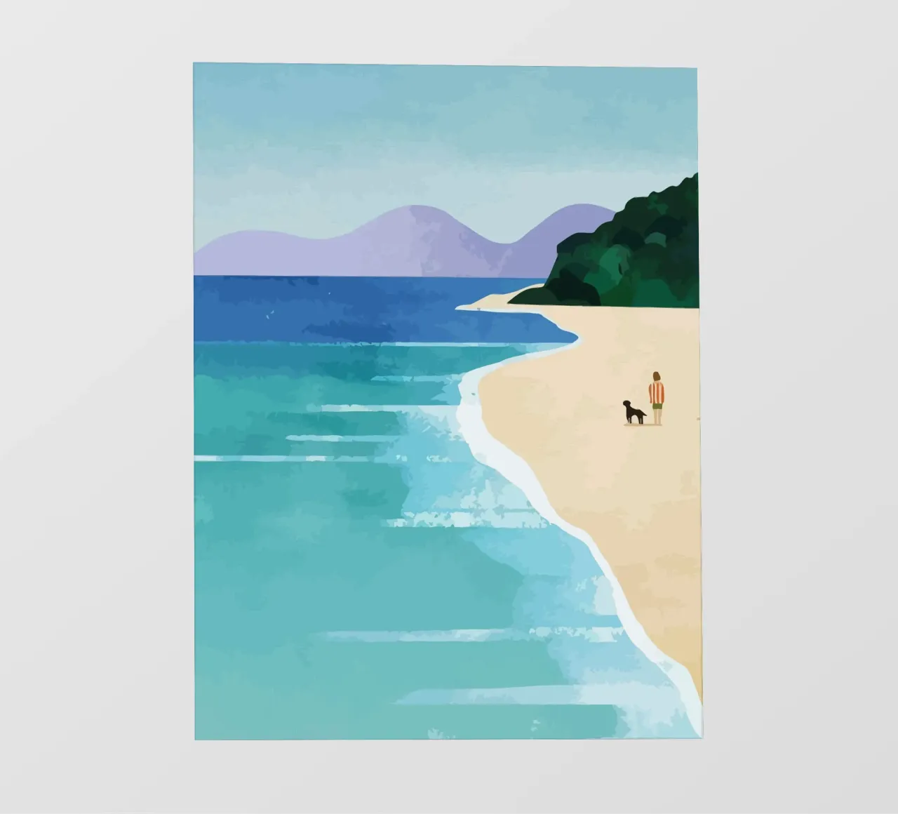 enjoying the view on the beach with the dog telo in pvc da Dumery Art