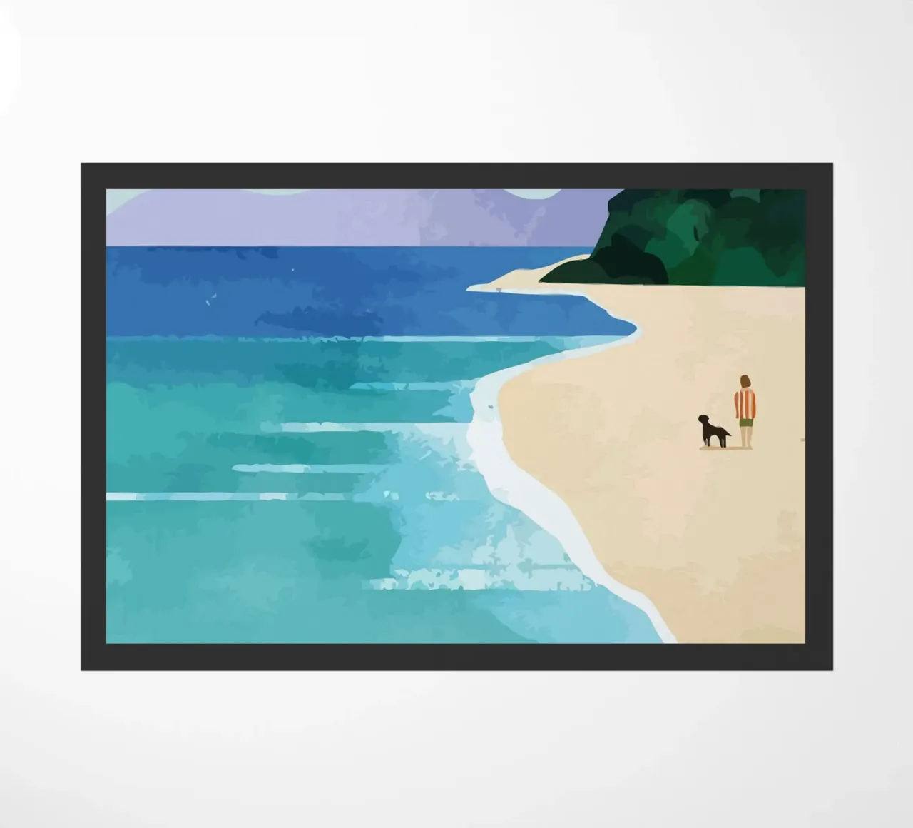enjoying the view on the beach with the dog zerbino da Dumery Art