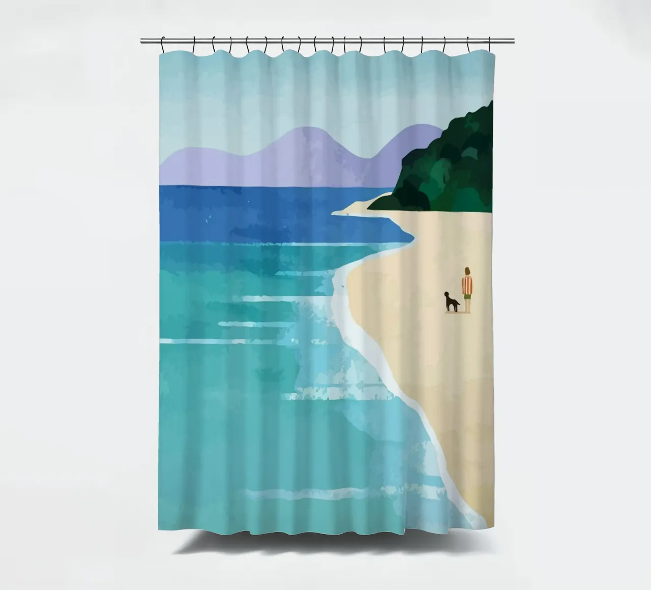 enjoying the view on the beach with the dog tenda da doccia da Dumery Art