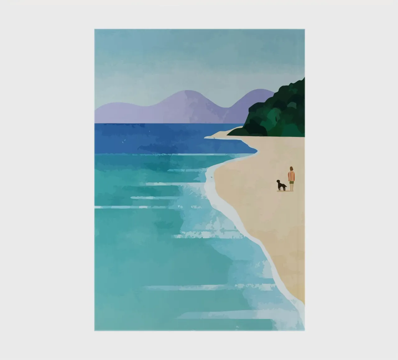 enjoying the view on the beach with the dog diario da Dumery Art