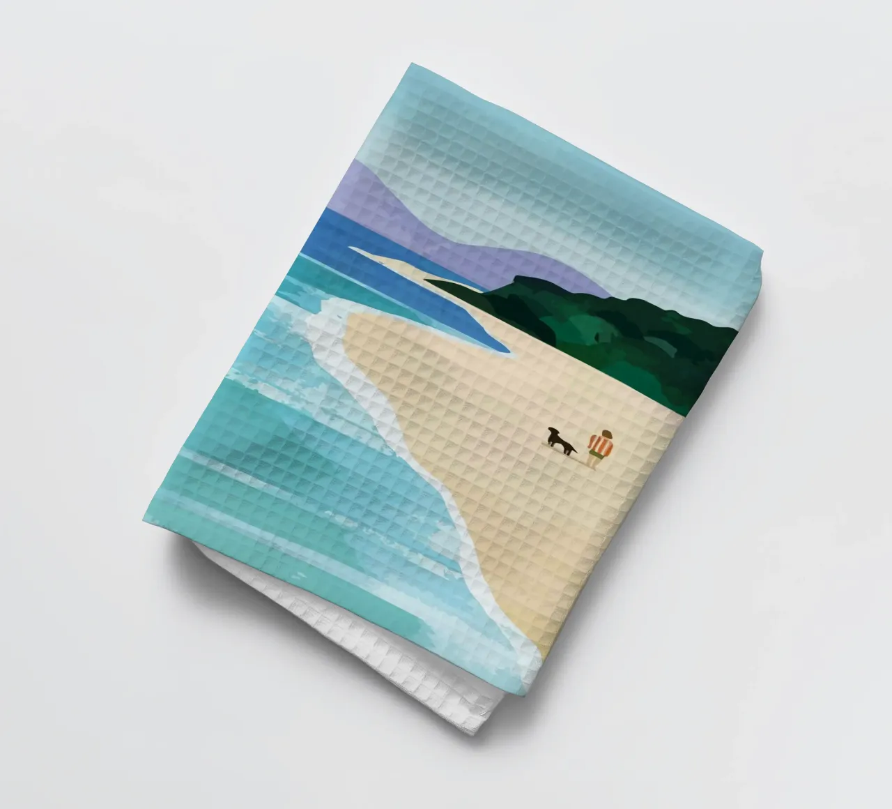 enjoying the view on the beach with the dog canovaccio da cucina da Dumery Art