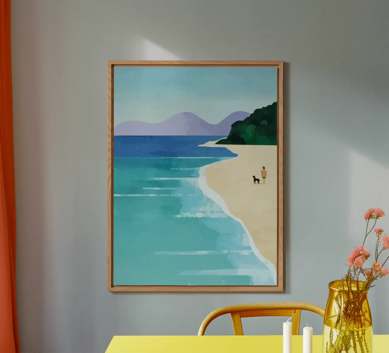 enjoying the view on the beach with the dog pannello forex da Dumery Art