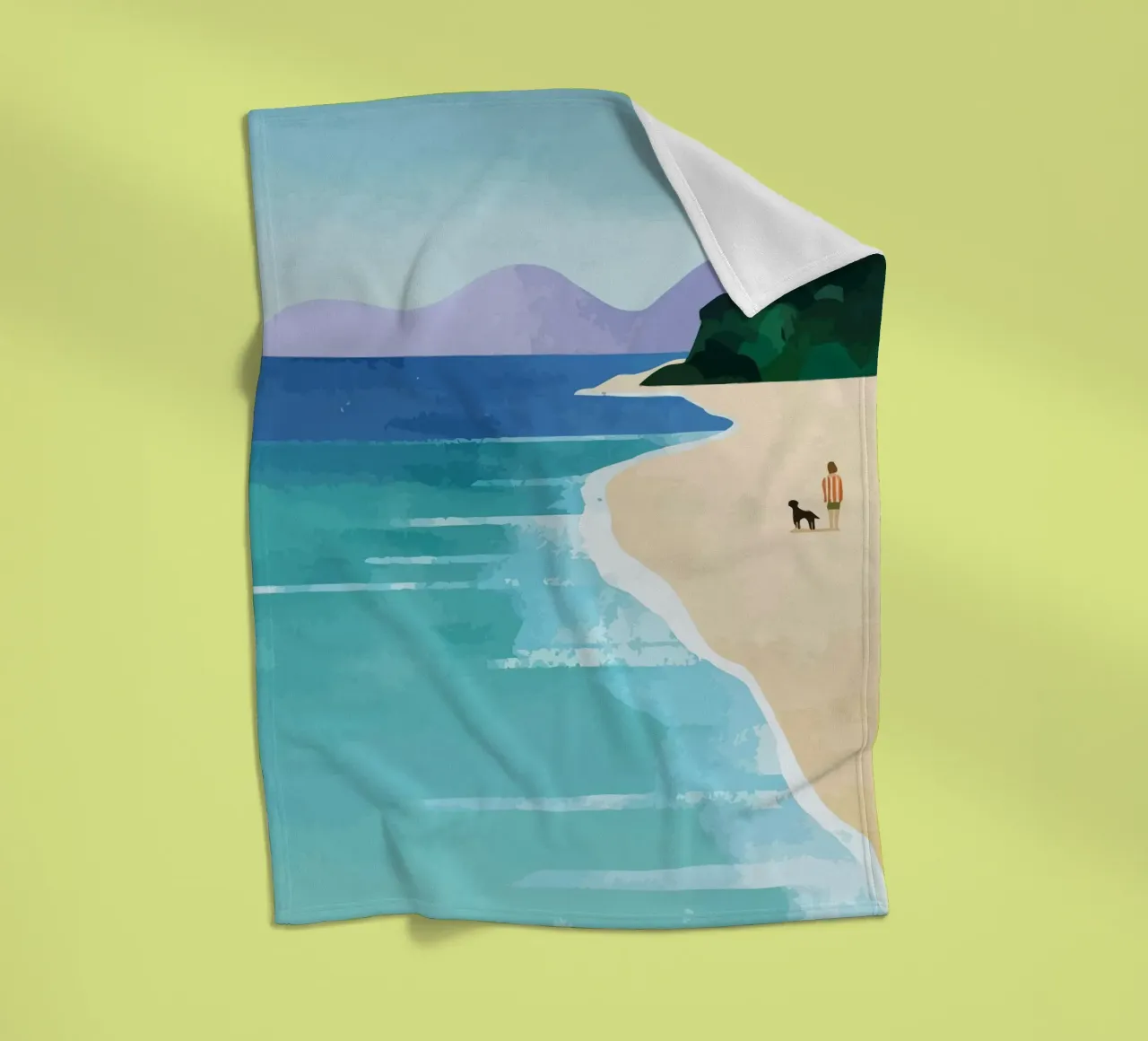 enjoying the view on the beach with the dog coperta in pile da Dumery Art