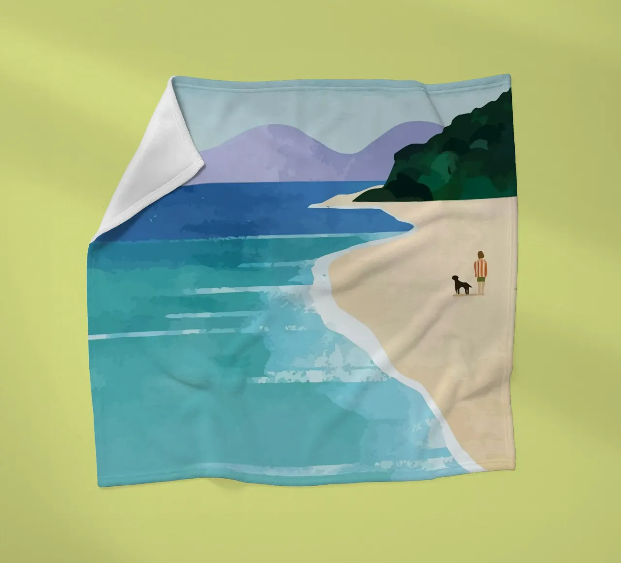 enjoying the view on the beach with the dog coperta in pile da Dumery Art