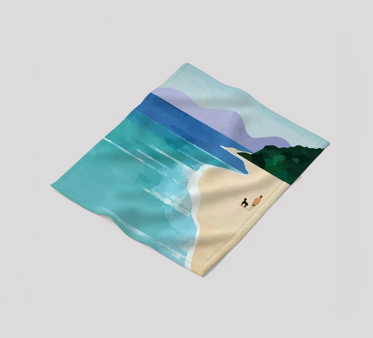 enjoying the view on the beach with the dog coperta in pile da Dumery Art