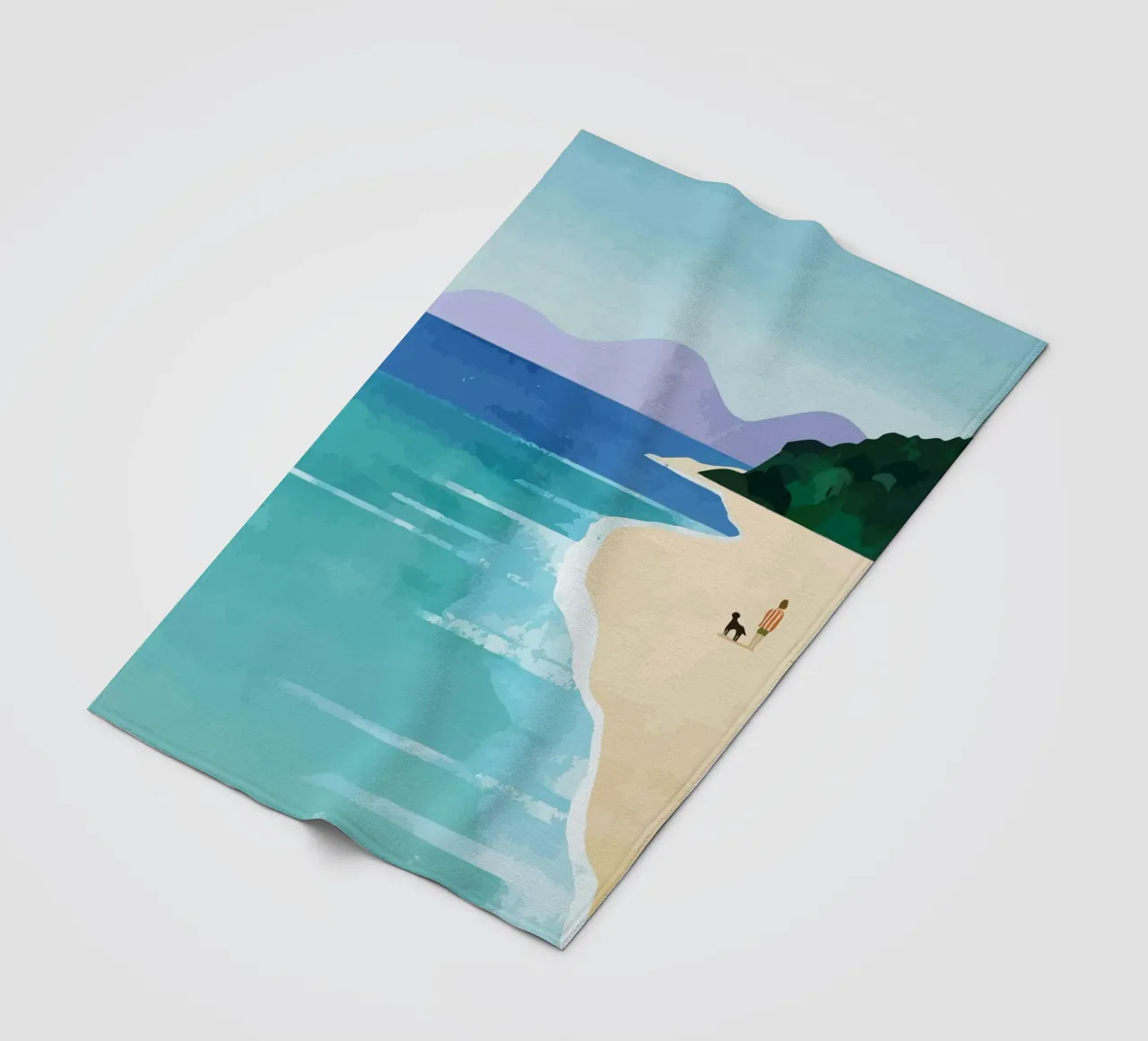 enjoying the view on the beach with the dog coperta in pile da Dumery Art