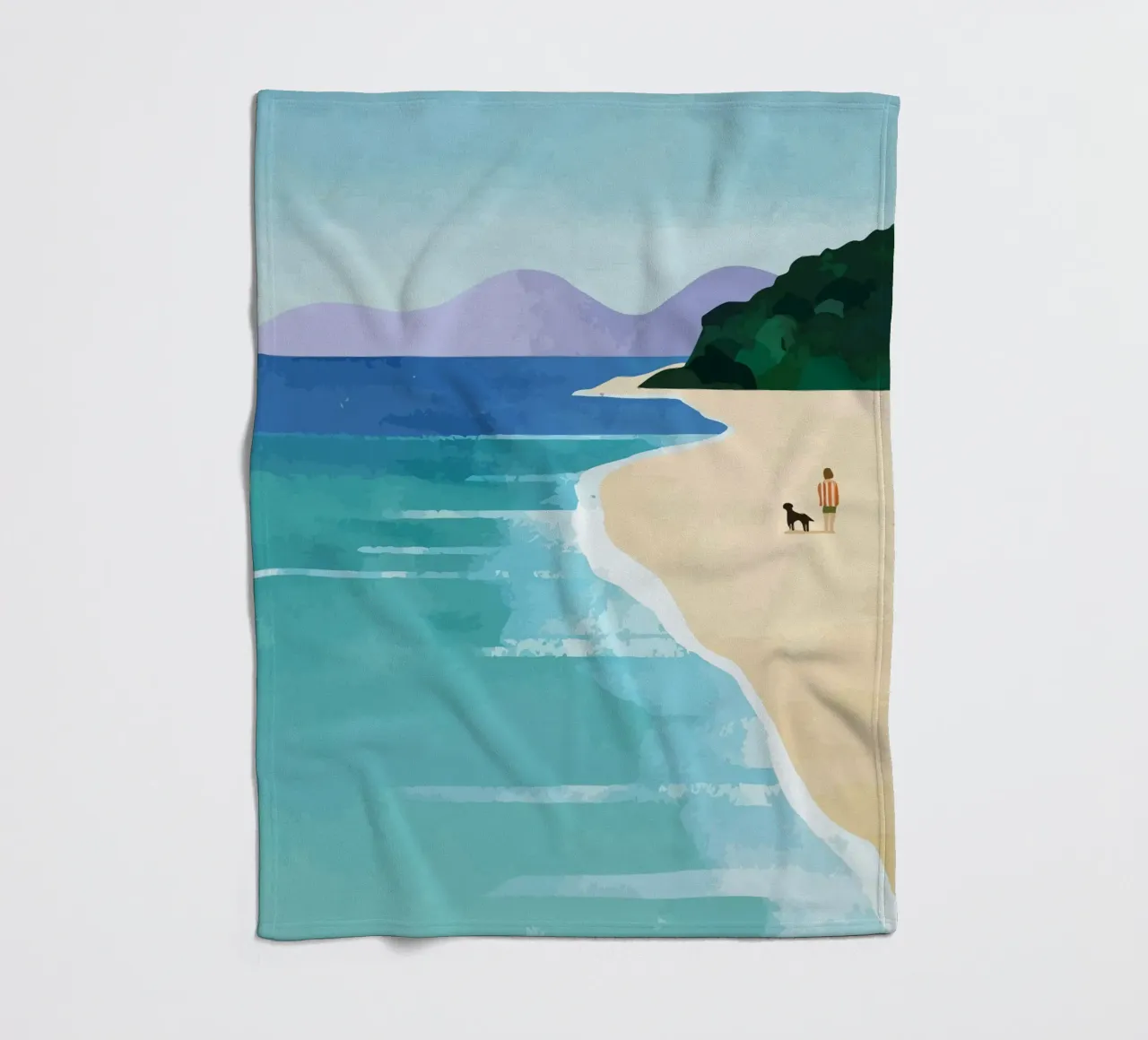 enjoying the view on the beach with the dog coperta in pile da Dumery Art