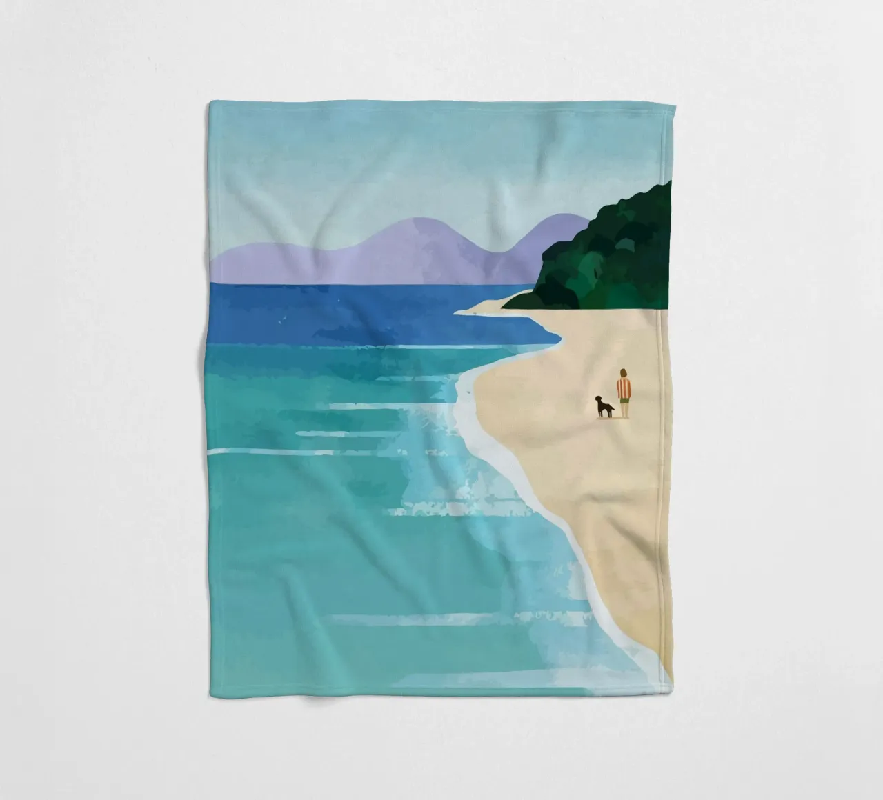 enjoying the view on the beach with the dog coperta in pile da Dumery Art