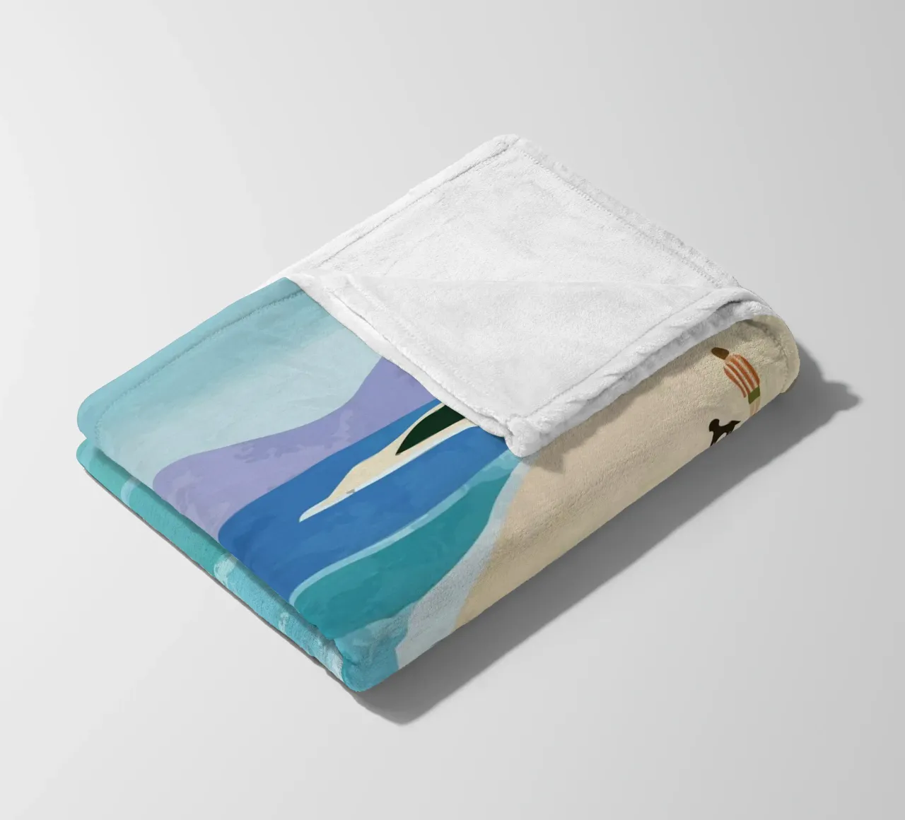 enjoying the view on the beach with the dog coperta in pile da Dumery Art