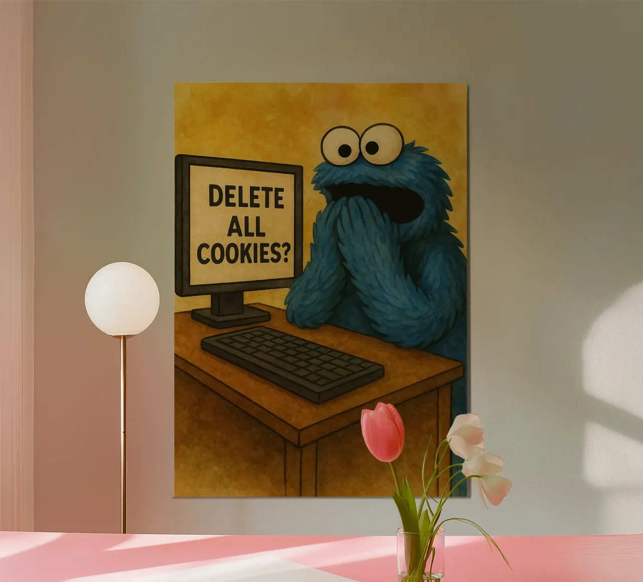 bambola divertente cancellare tutti i cookie umorismo da ufficio poster con telaio in plastica da tanabaroo