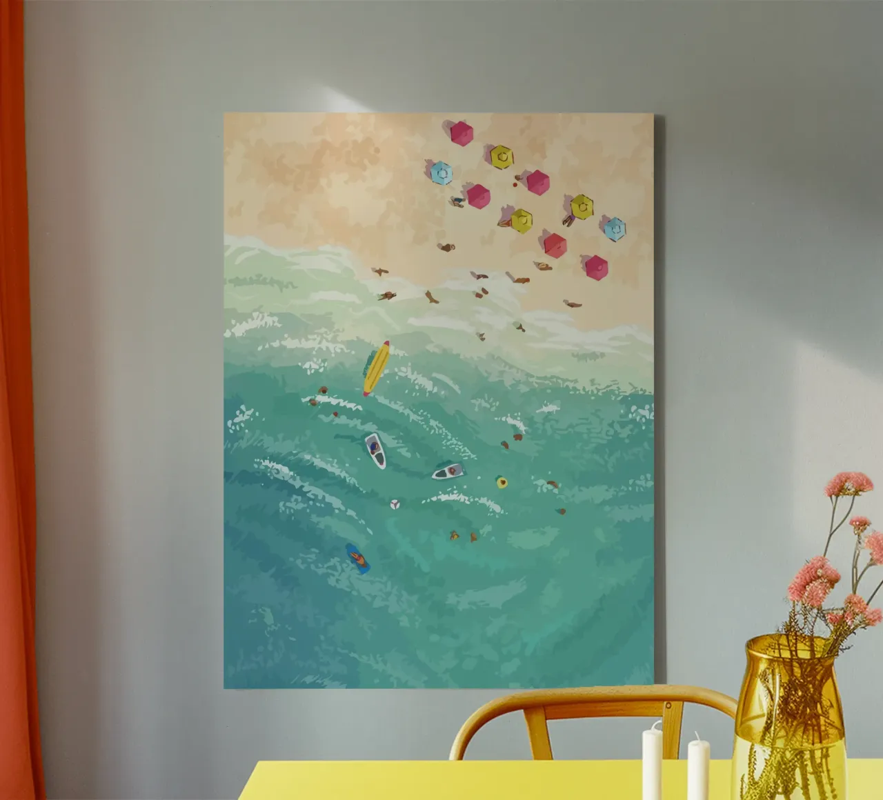 beach view from above canvas with Floater frame by Dumery Art