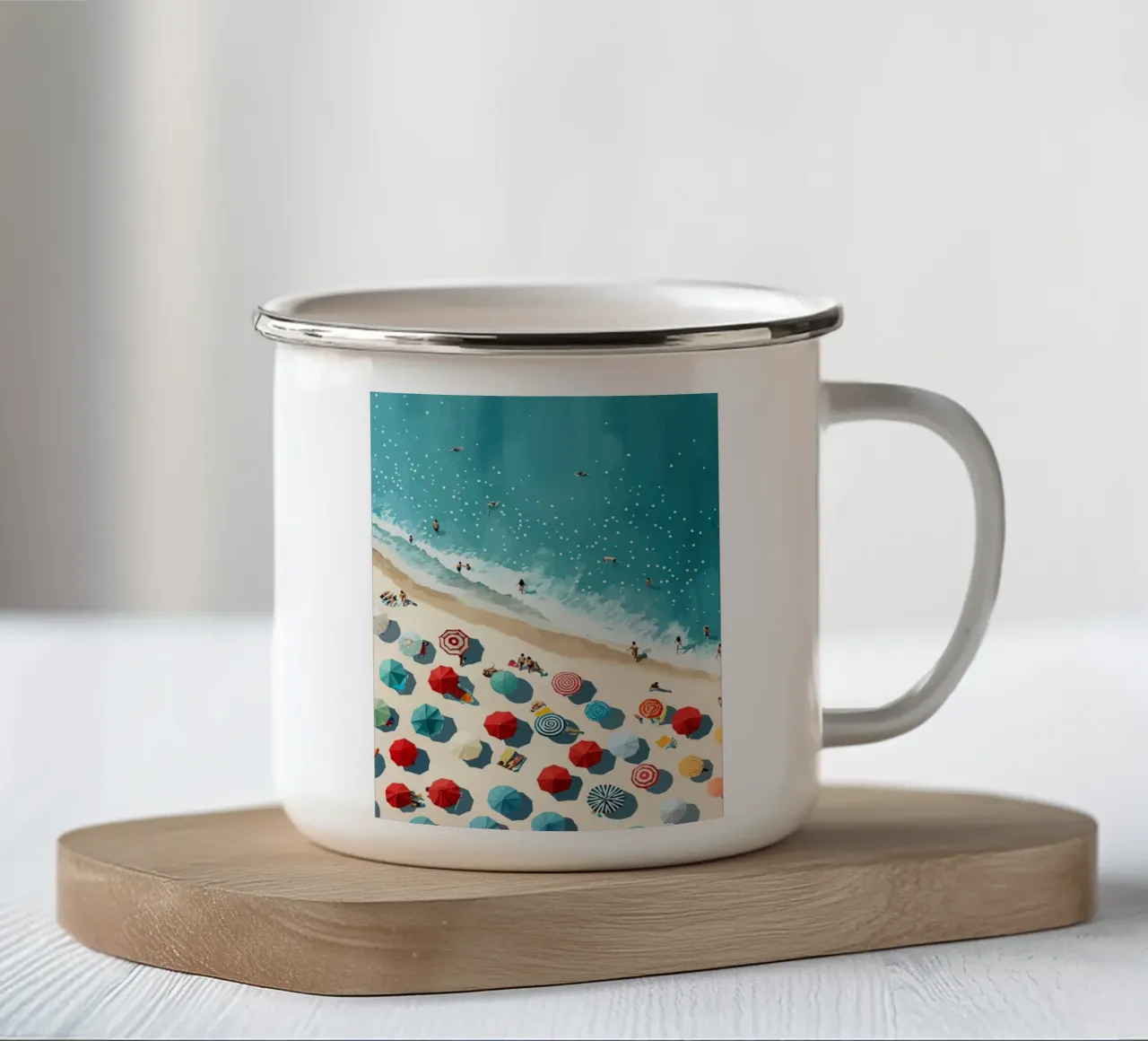 beach view from above tazza in smalto da Dumery Art