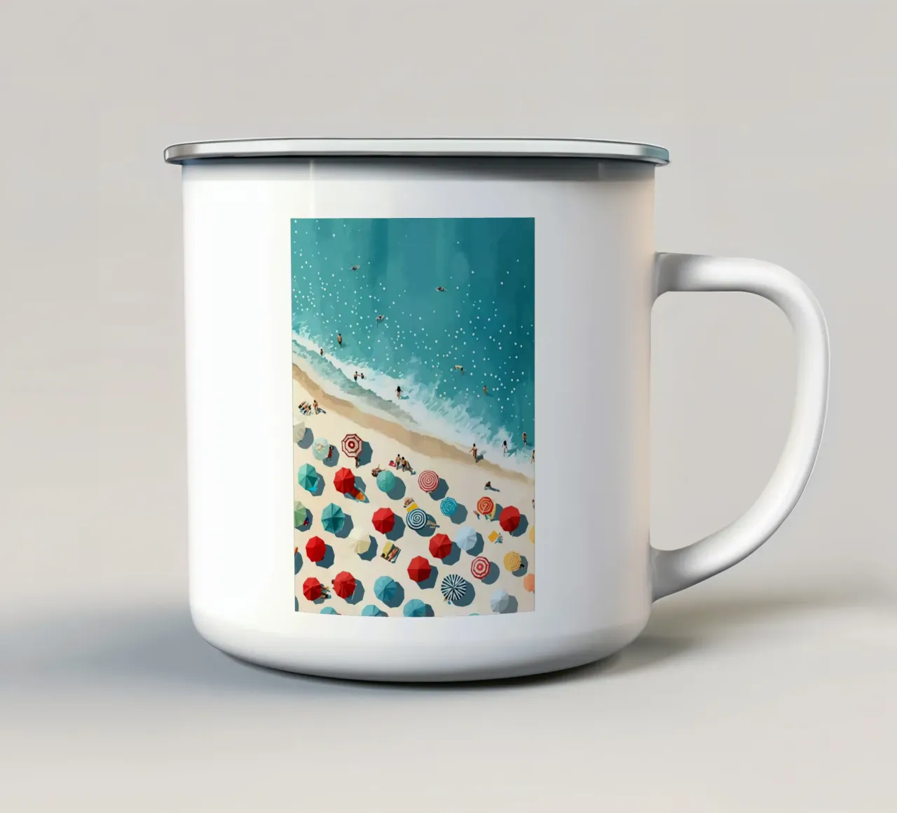 beach view from above tazza in smalto da Dumery Art