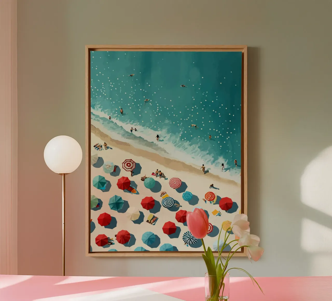 beach view from above canvas with Floater frame by Dumery Art