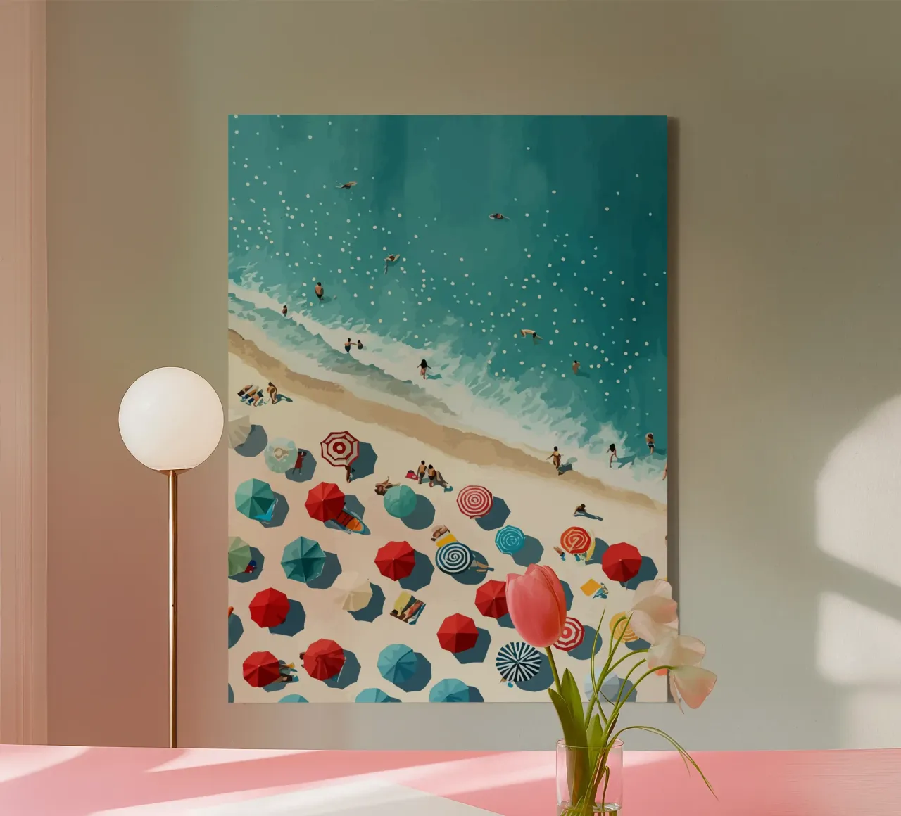 beach view from above canvas with Floater frame by Dumery Art