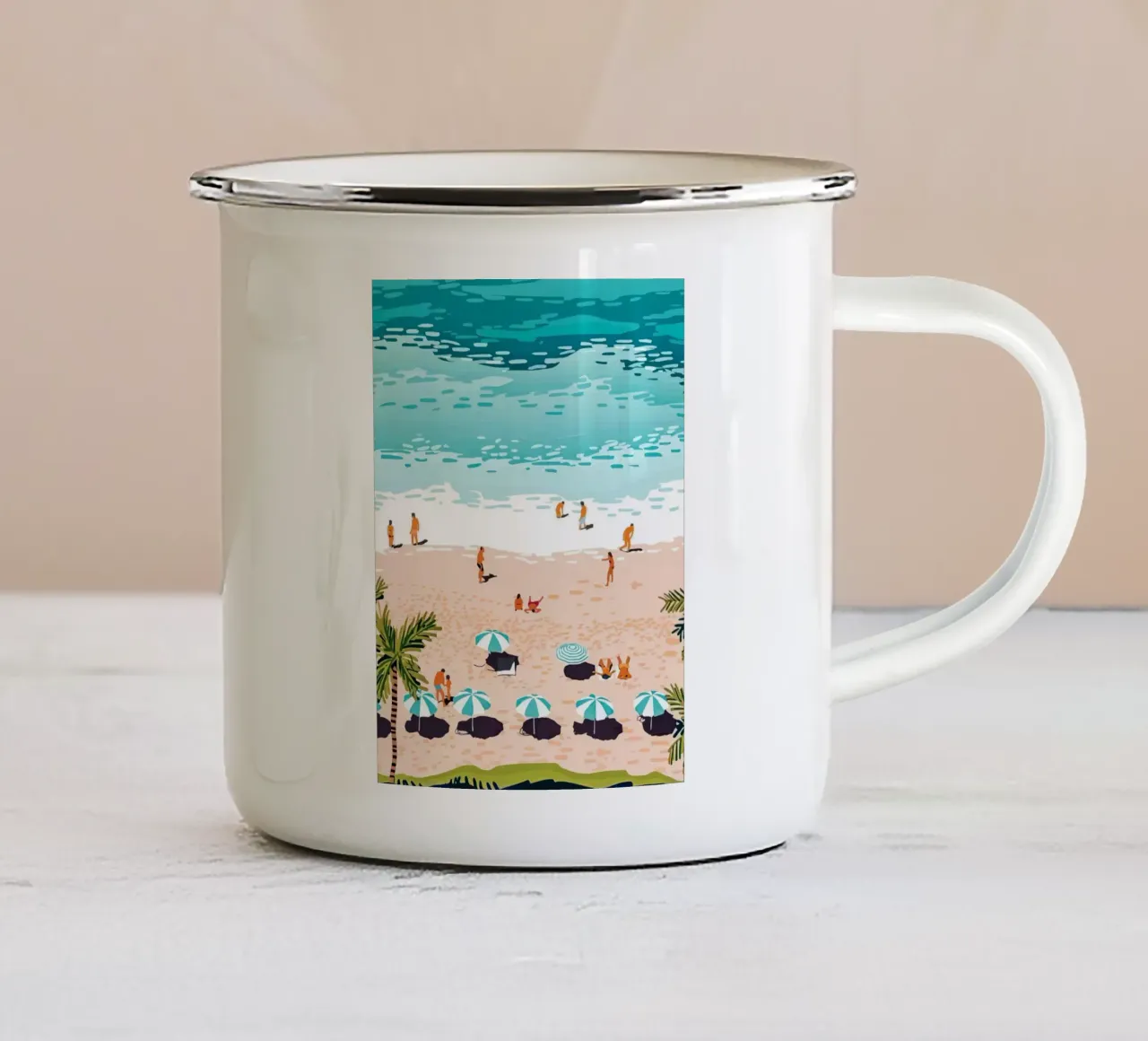 beach view tazza in smalto da Dumery Art