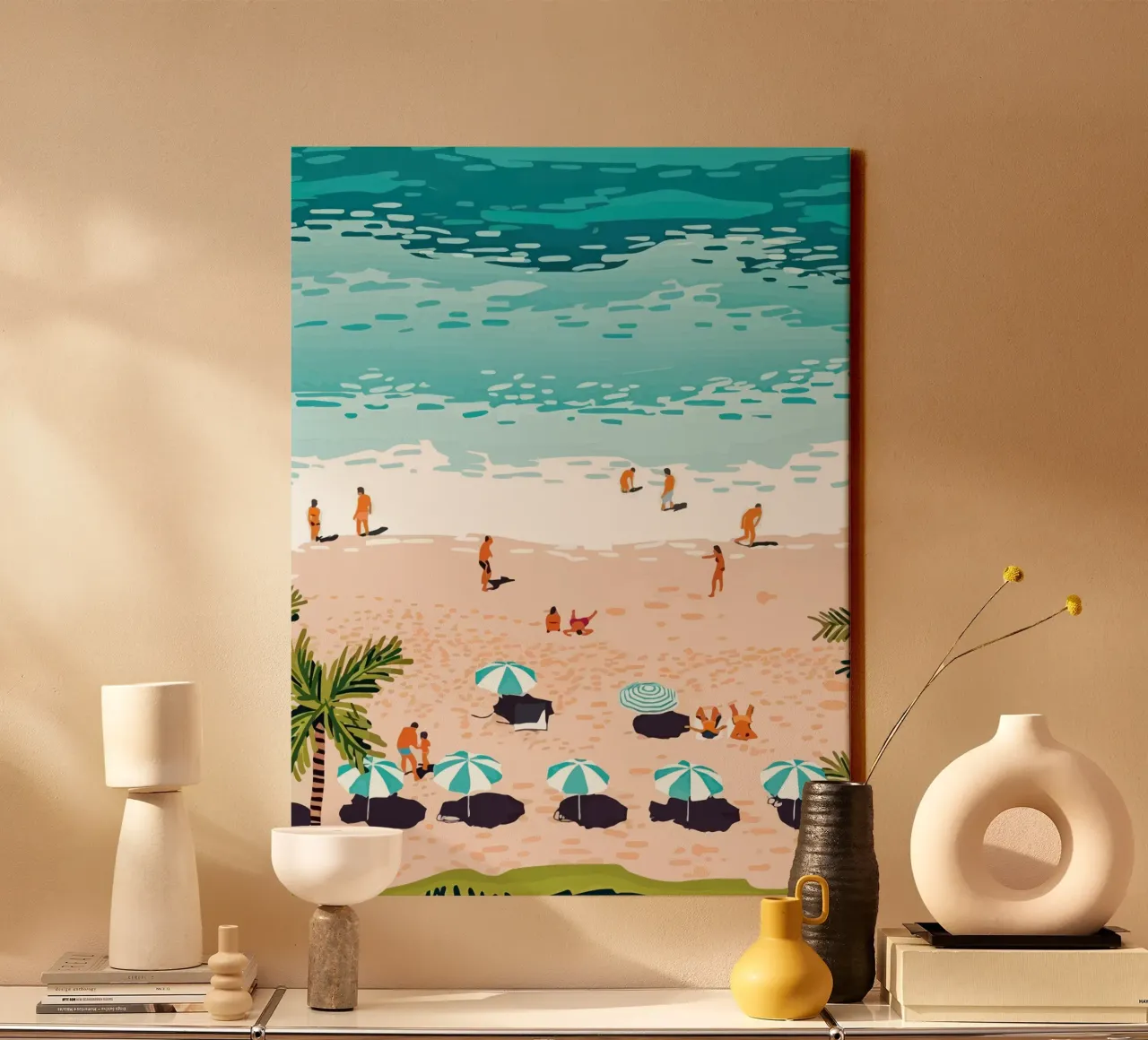 beach view canvas met Baklijst van Dumery Art