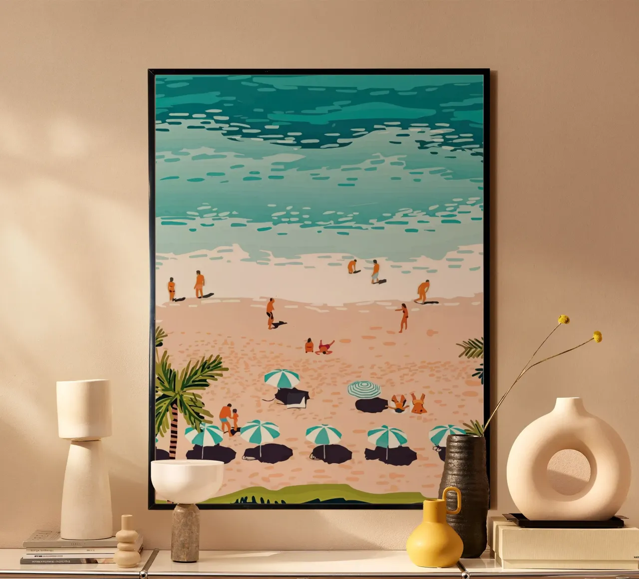 beach view poster con telaio in plastica da Dumery Art