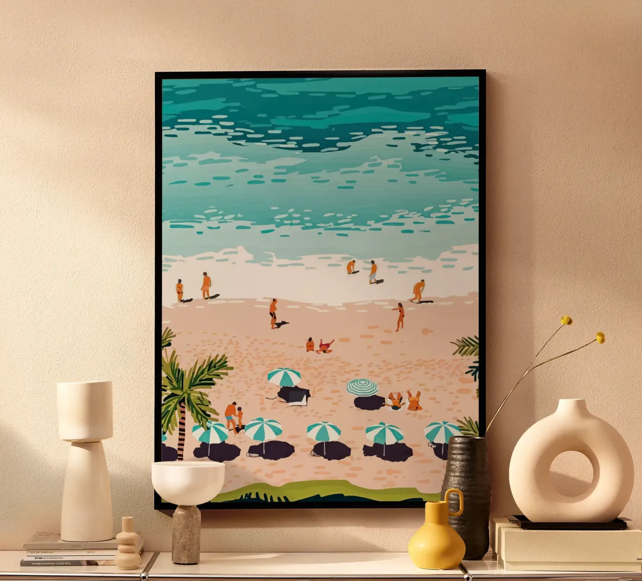beach view poster con telaio in plastica da Dumery Art