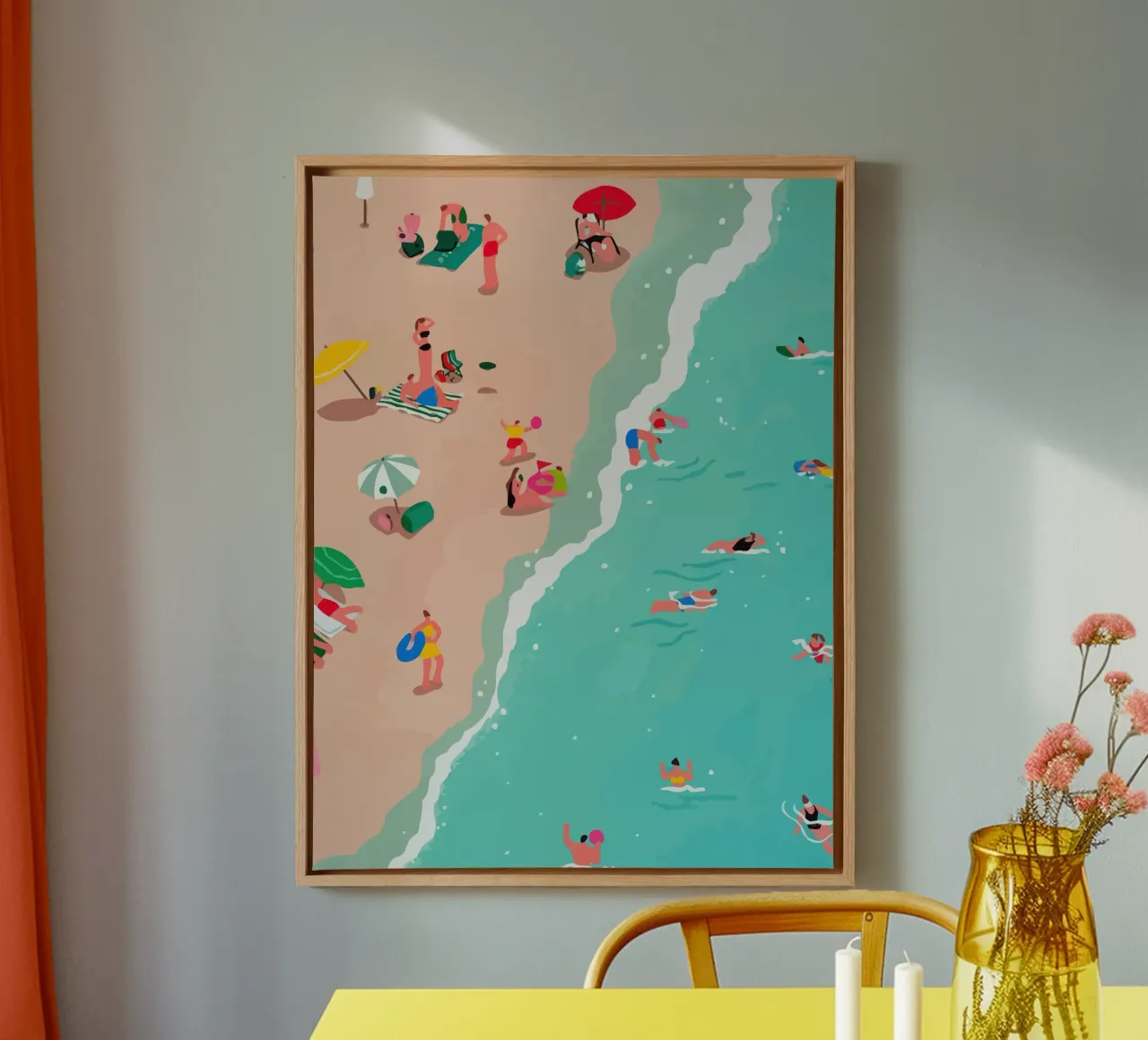 beach view from above canvas with Floater frame by Dumery Art