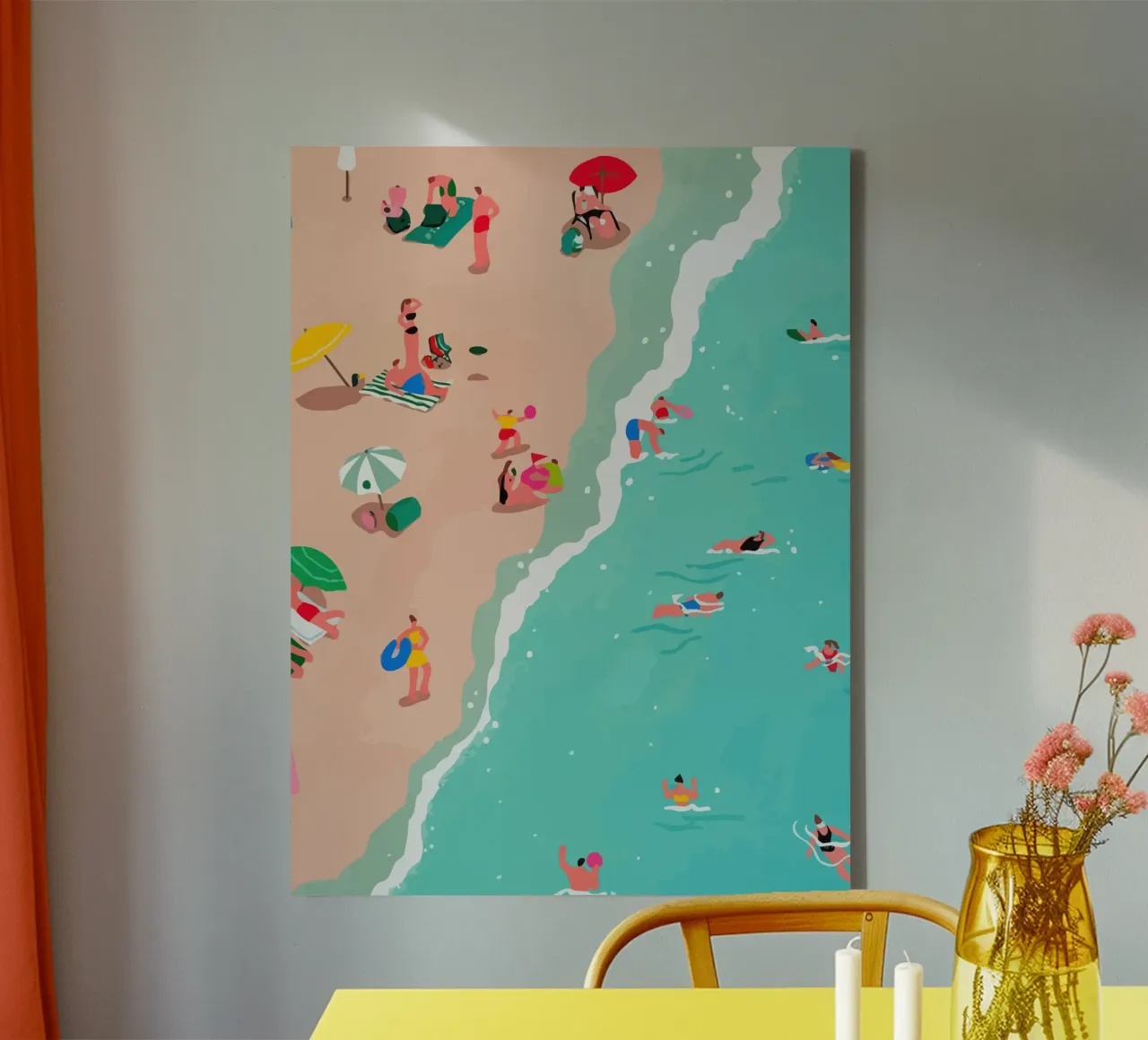 beach view from above canvas with Floater frame by Dumery Art