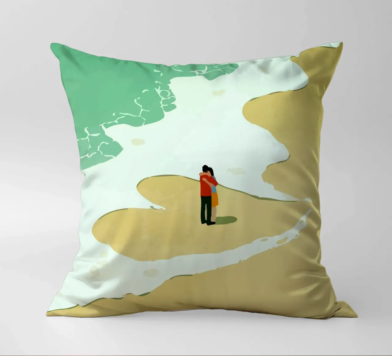 hugging on the beach cuscino da Dumery Art
