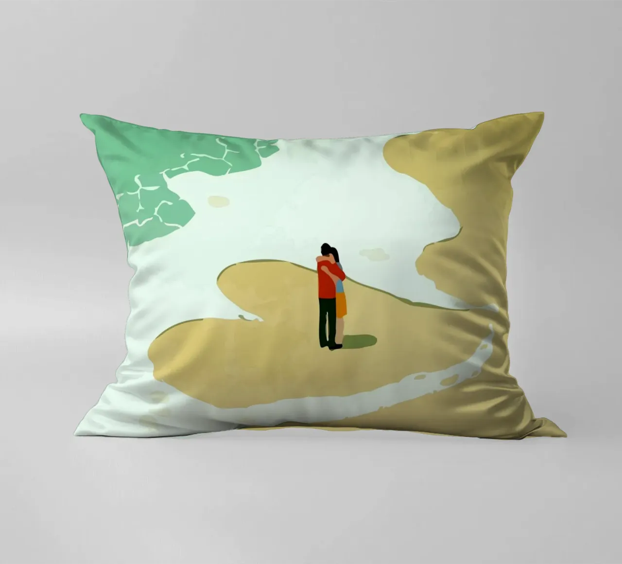 hugging on the beach cuscino da Dumery Art
