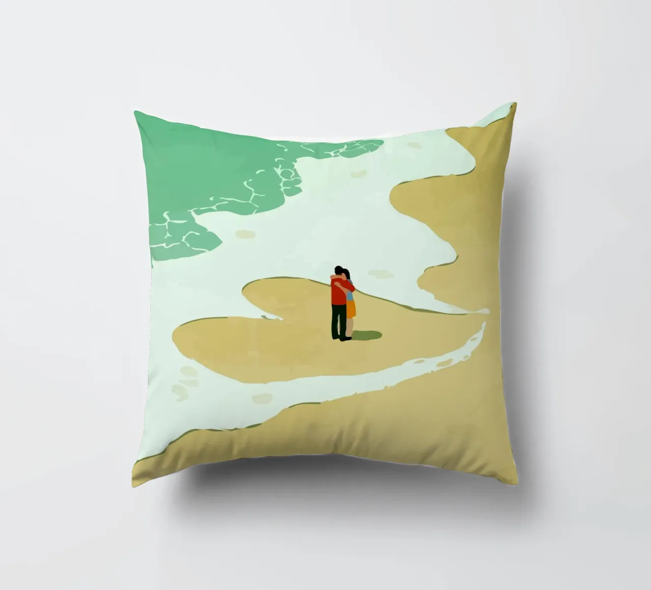 hugging on the beach cuscino da Dumery Art