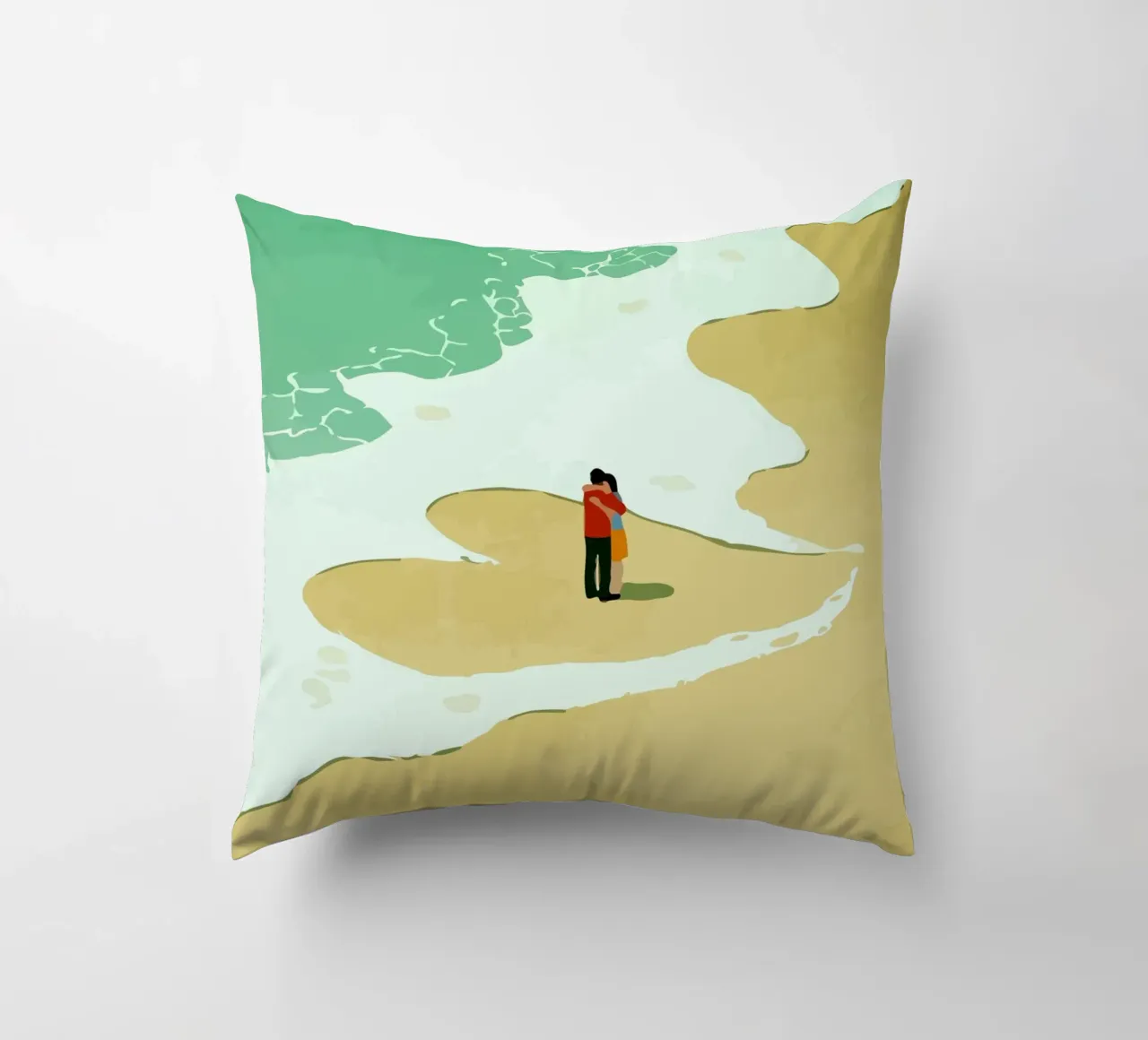 hugging on the beach cuscino da Dumery Art