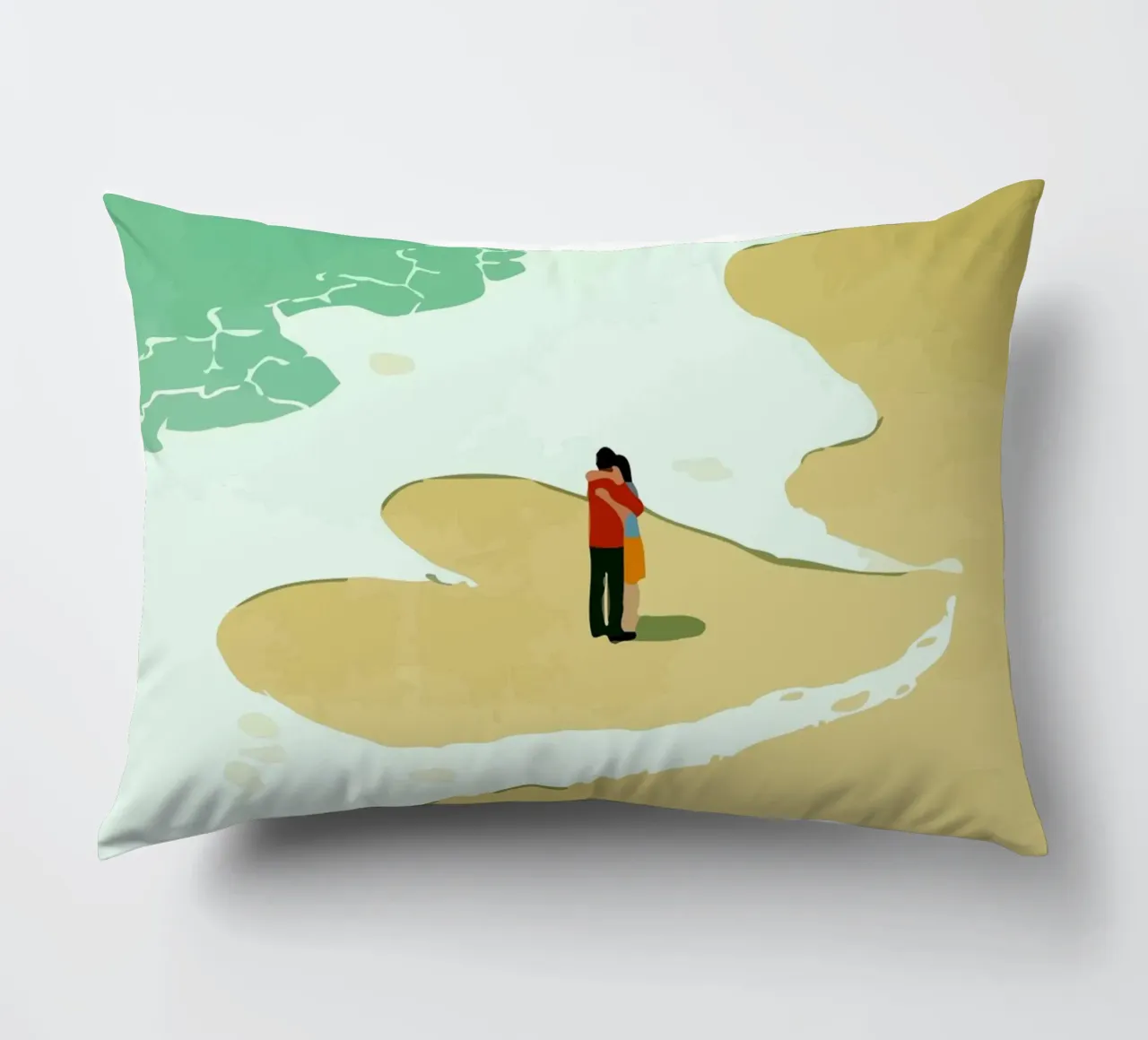hugging on the beach cuscino da Dumery Art
