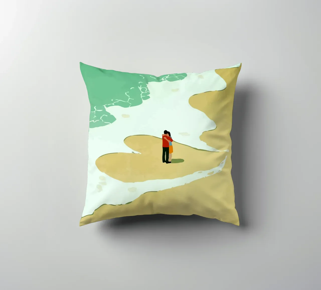 hugging on the beach cuscino da Dumery Art
